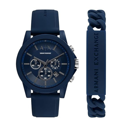 Armani Exchange Blue Watch Set AX7128